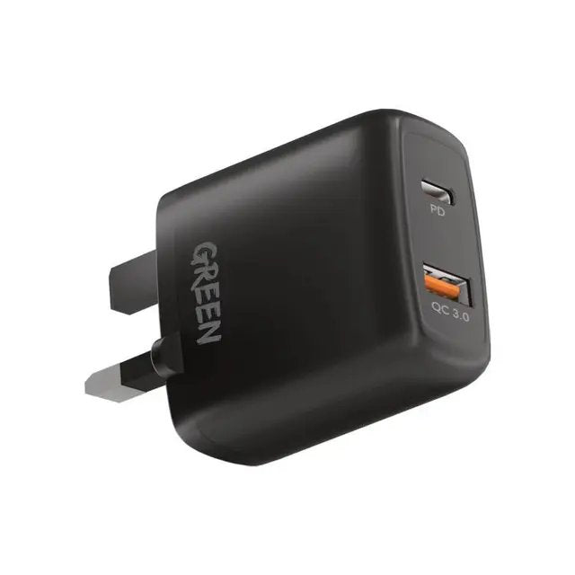 Compact wall charger Dual port USB charger 20W ( PD + USB-A )