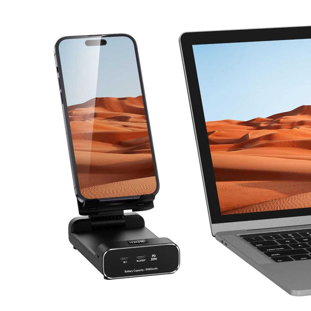 powerbank and foldable mobile stand ( 10000 mah ) (GNFLDPBSTBK)