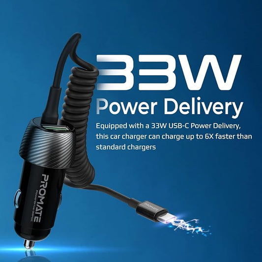 33W Power Delivery car charger for all USB-C chargeable devices