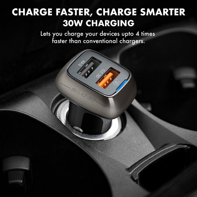 QC3.0 Car charger with 30W Dual USB Ports