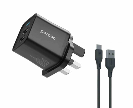 Dual port wall charger 2.4A ( type-c cable included )
