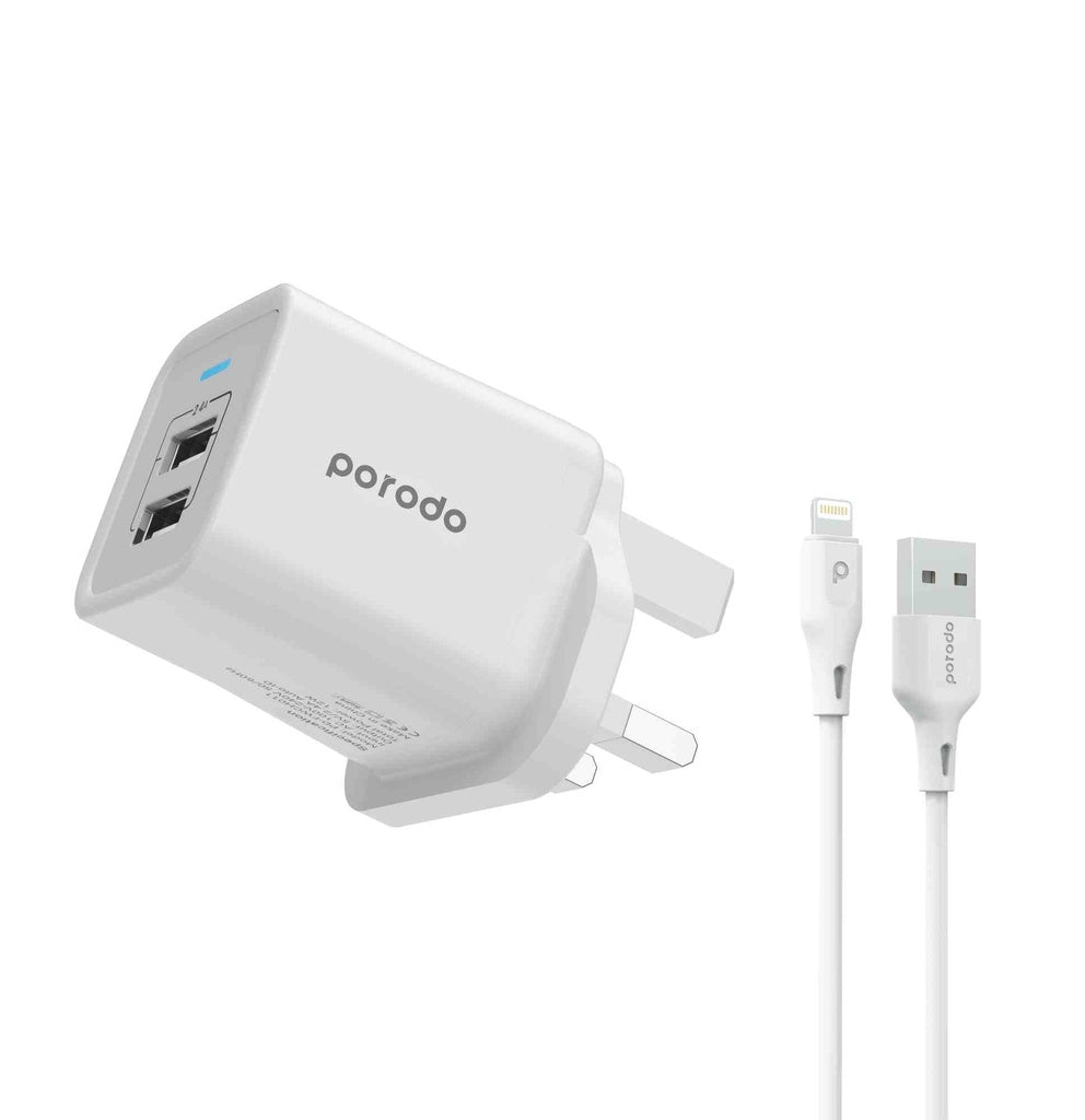 Dual port wall charger 2.4A ( lightning cable included )