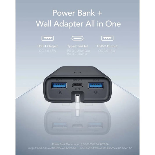 Power Bank & Wall Adapter Combined (10000 mah ) 22.5w