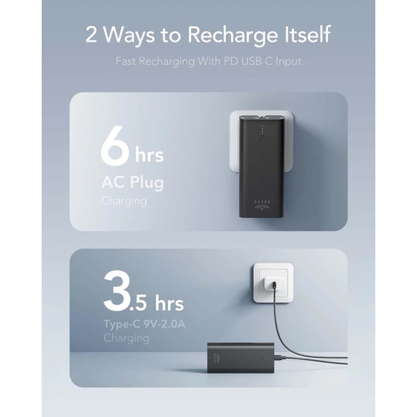 Power Bank & Wall Adapter Combined (10000 mah ) 22.5w