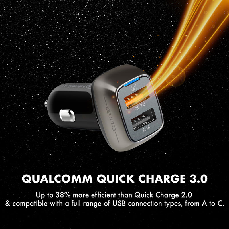 QC3.0 Car charger with 30W Dual USB Ports